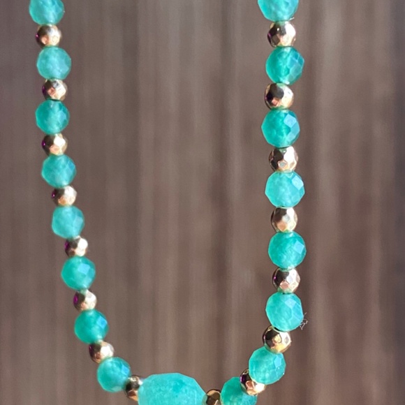 Aventurine Minimalist Necklace Bracelet Jewelry Set - Picture 4 of 7